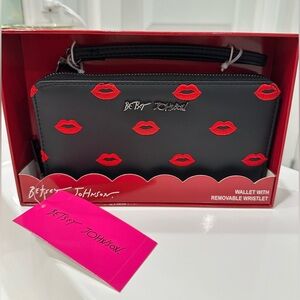 BNWT.  Betsey Johnson Black Wallet with Red Lips